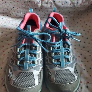 Merrell Kids Sneakers - Gray and Blue with Pink Accents